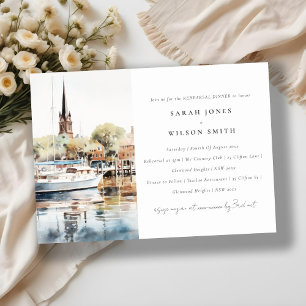 Annapolis Maryland Watercolor Rehearsal Dinner Inbjudningar