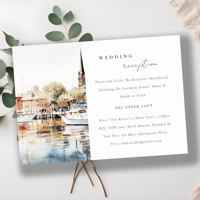 Annapolis Maryland Watercolor Wedding Reception Tilläggskort (Skapare uppladdad)