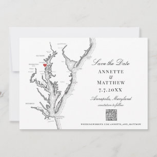 Annapolis MD Bröllop Elegant Black White QR-kod Spara Datumet