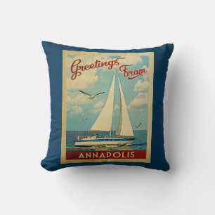 Annapolis segelbåtvintage resor Maryland Kudde