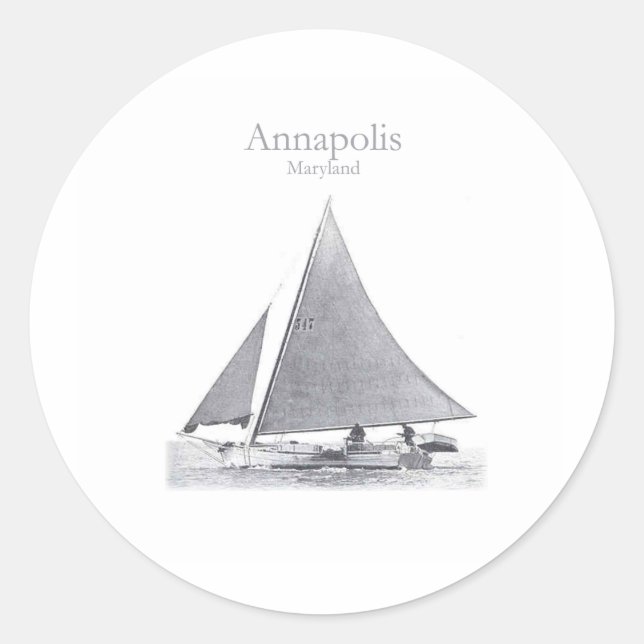 Annapolis Skipjack Runt Klistermärke (Framsida)