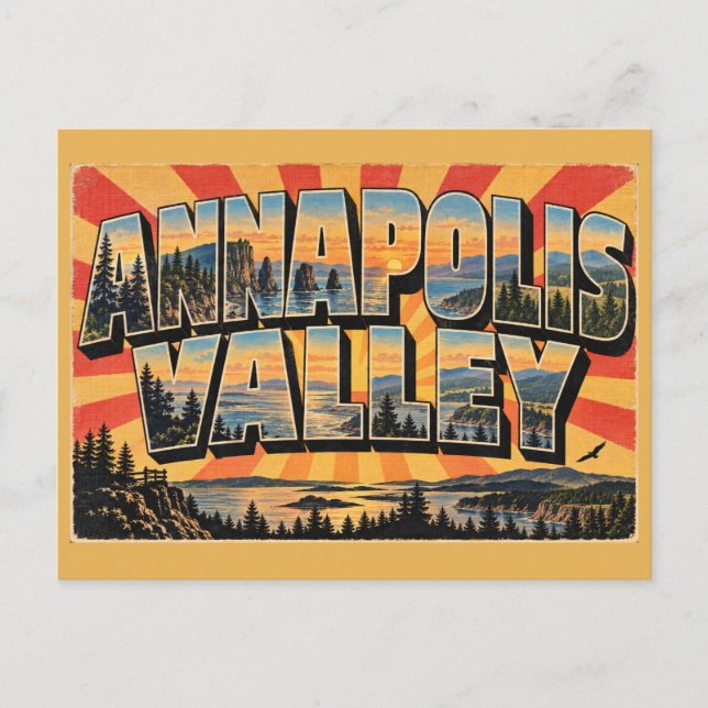 Annapolis Valley NS Klippor Tidvatten Skogar Konst Vykort (Framsida)
