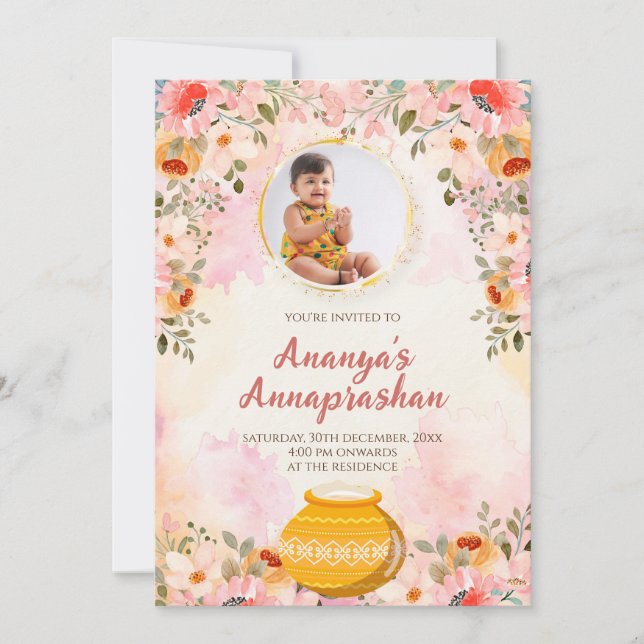 Annaprasannainbjudan Vijarceremoni inbjudan (Framsida)