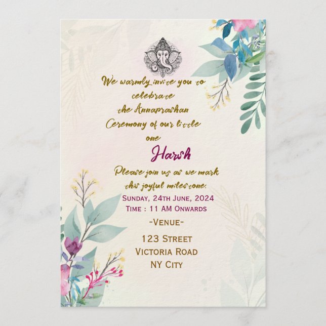 Annaprashan Ceremony Invitations  Inbjudningar (Framsida)