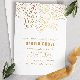 Annaprashan Guld Vit Mandala Första Risceremoni Inbjudningar