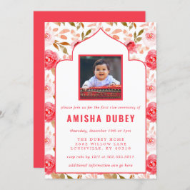 Annaprashan Watercolor Blommigt First Ris Ceremony Inbjudningar