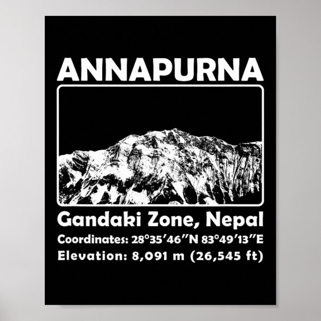 Annapurna Mif Nepal Bergsklättring Treking  Poster (Framsidan)