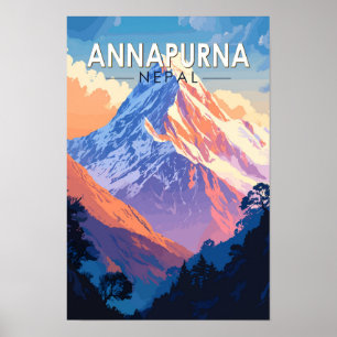Annapurna Nepal Resa Konst Vintage Poster