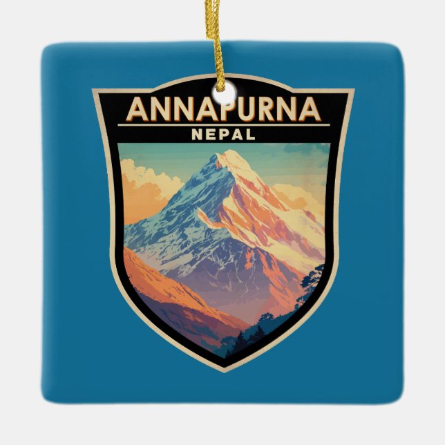 Annapurna Nepal Travel Art Vintage Julgransprydnad Keramik (Framsida)