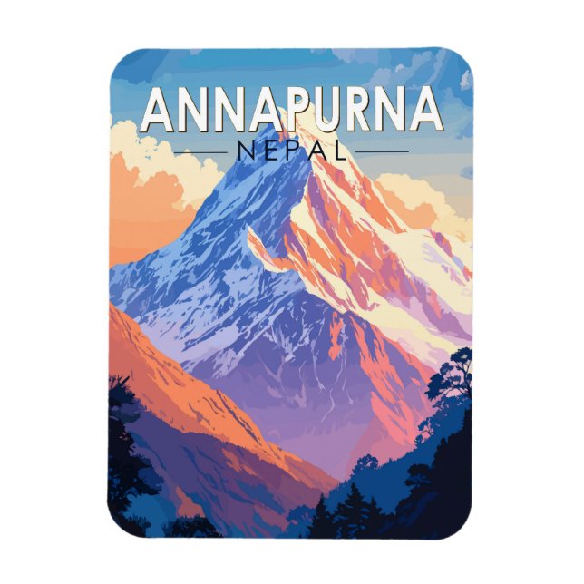 Annapurna Nepal Travel Art Vintage Magnet (Vertikal)