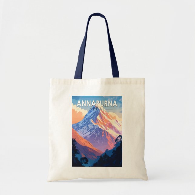 Annapurna Nepal Travel Art Vintage Tygkasse (Framsidan)