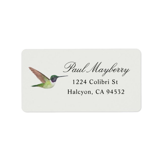 Anna's Hummingbird Address Label Adressetikett (Framsidan)