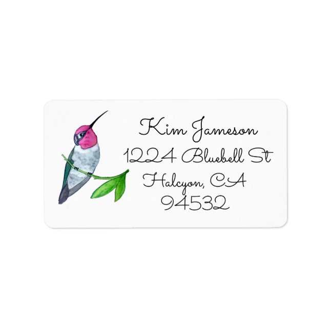 Anna's Hummingbird Address Label Adressetikett (Framsidan)