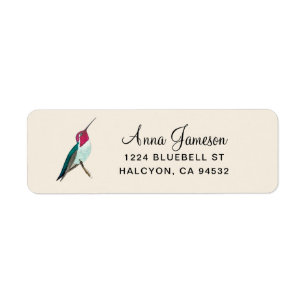 Anna's Hummingbird Address Label Returadress Etikett
