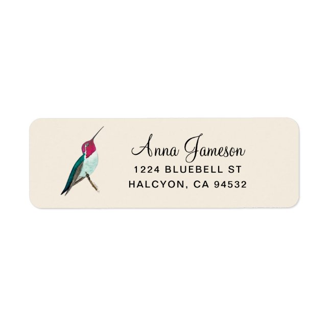 Anna's Hummingbird Address Label Returadress Etikett (Framsidan)