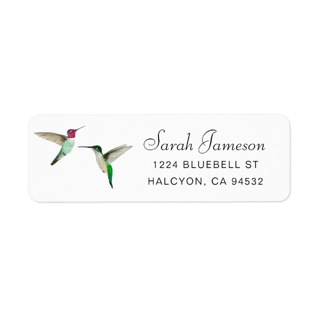 Anna's Hummingbird Adress Label Returadress Etikett (Framsidan)