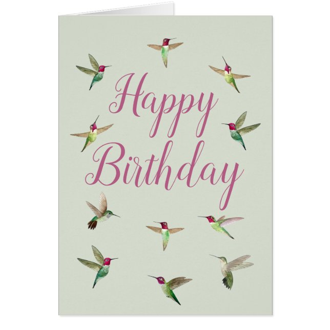 Anna's Hummingbird Birthday Card Hälsningskort (Framsidan)