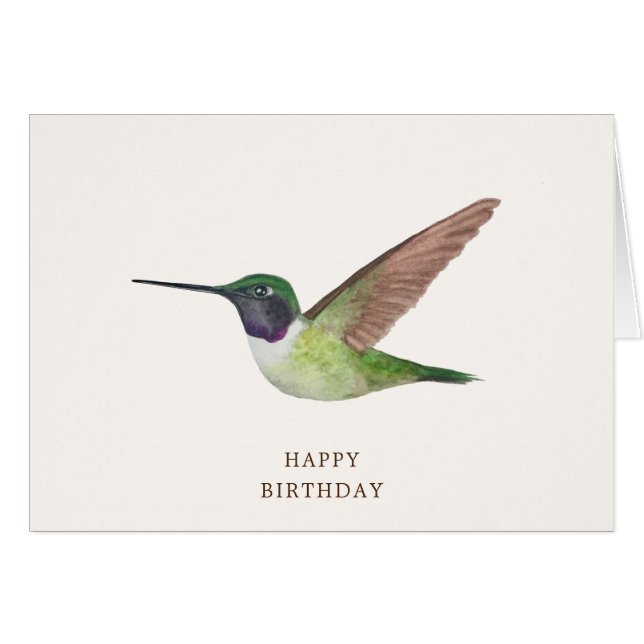 Anna's Hummingbird Birthday Card Hälsningskort (Framsidan Horizontal)