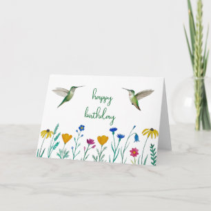 Anna's Hummingbird och Wildblommor Birthday Kort