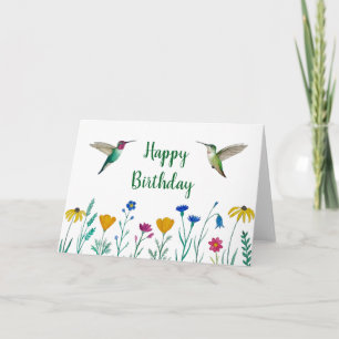 Anna's Hummingbird och Wildblommor Birthday Kort