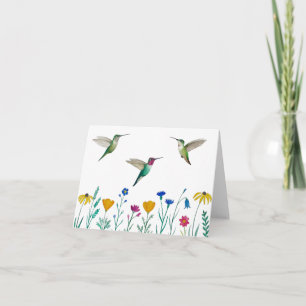 Anna's Hummingbird och Wildblommor Kort