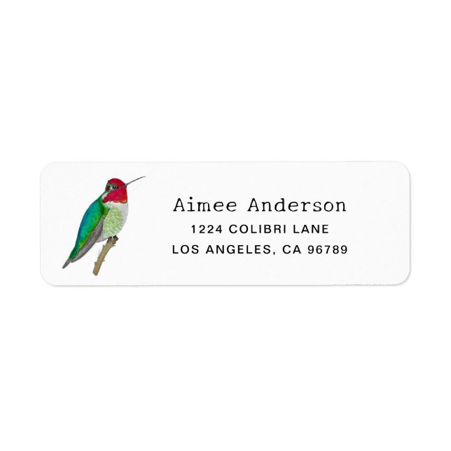 Anna's Hummingbird Returadress Etikett (Framsidan)