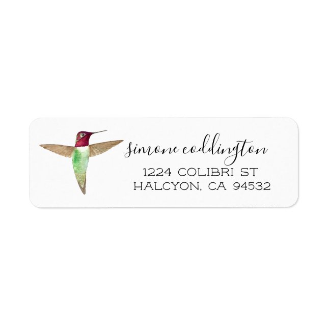 Anna's Hummingbird Returadress Etikett (Framsidan)