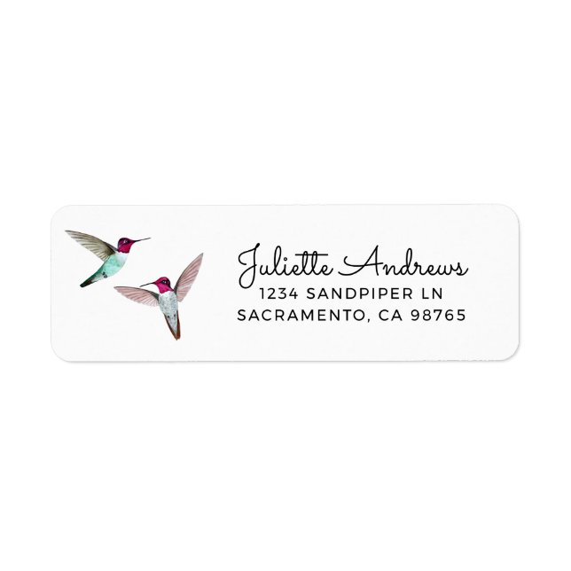 Anna's Hummingbird Return-etikett Returadress Etikett (Framsidan)