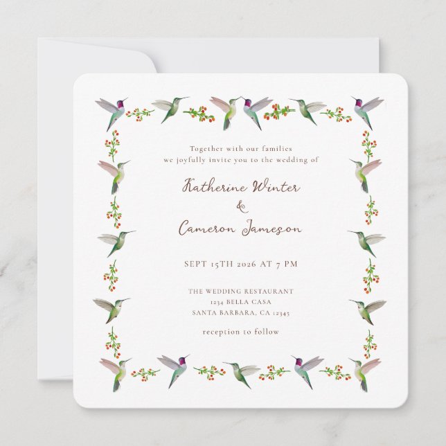 Anna's Hummingbird Wedding Invitation Inbjudningar (Framsida)