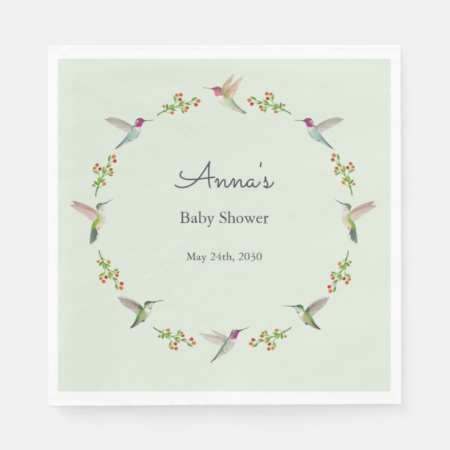 Anna's kolibri baby shower pappersservett (Framsidan)