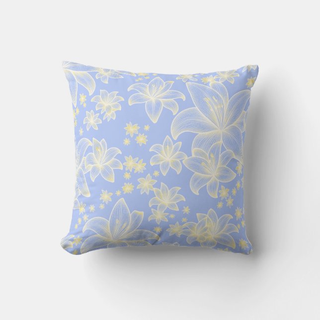 Anne Blue 💙 Mjukt Blommotiv Kudde (Framsida)