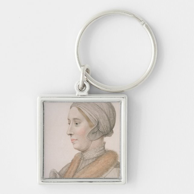 Anne Boleyn (1507-36) som inristas av Francesco Fyrkantig Silverfärgad Nyckelring (Framsidan)