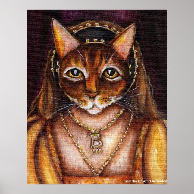 Anne Boleyn Cat Art Kung Henry VIII Wives Tudors Poster (Framsidan)