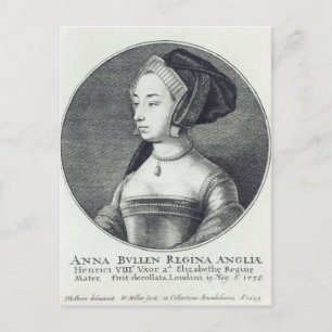 Anne Boleyn, etched by Wenceslaus Hollar, 1649 Vykort