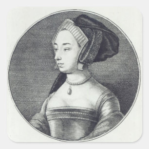 Anne Boleyn som etsas av Wenceslaus Hollar, 1649 Fyrkantigt Klistermärke