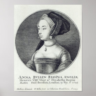 Anne Boleyn som etsas av Wenceslaus Hollar, 1649 Poster
