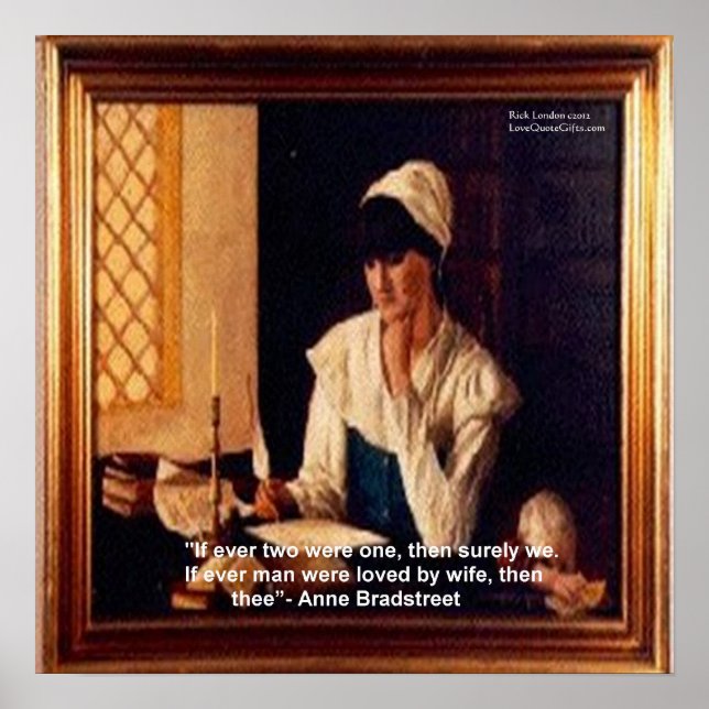 Anne Bradstreet "Älskad av hustru" Kärlekskvot Pos Poster (Framsidan)