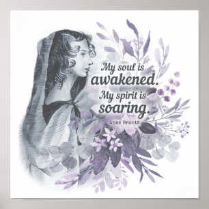 Anne Bronte citerar min sjö är vaken Blommigt Poster