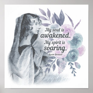 Anne Bronte citerar min sjö är vaken Blommigt Poster