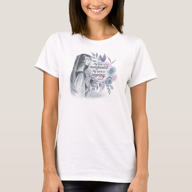 Anne Bronte citerar min sjö är vaken Blommigt T Shirt (Framsida)