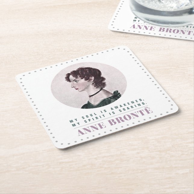 Anne Bronte Porträtt och Quote My Soul är vaknad Underlägg Papper Kvadrat (Vinklad)