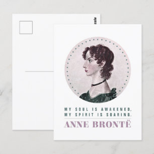 Anne Bronte Porträtt och Quote My Soul är vaknad Vykort