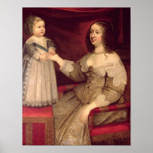 Anne från Österrike med sin son Louis XIV Poster