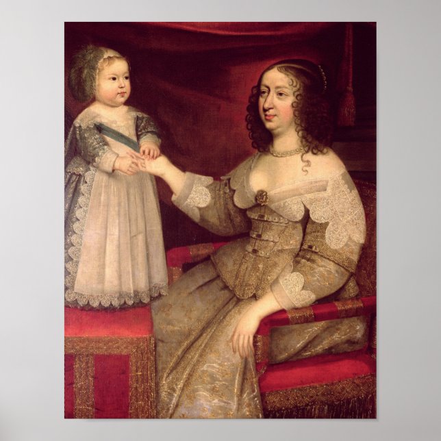 Anne från Österrike med sin son Louis XIV Poster (Framsidan)