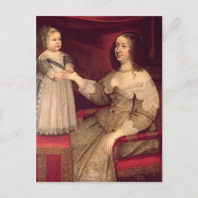 Anne från Österrike med sin son Louis XIV Vykort (Framsida)