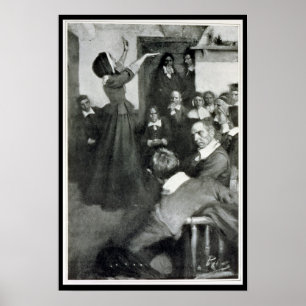 Anne Hutchinson som predikar i henne huset i Poster