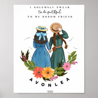 Anne med en E och Diana från Avonlea Grönt Gables Poster