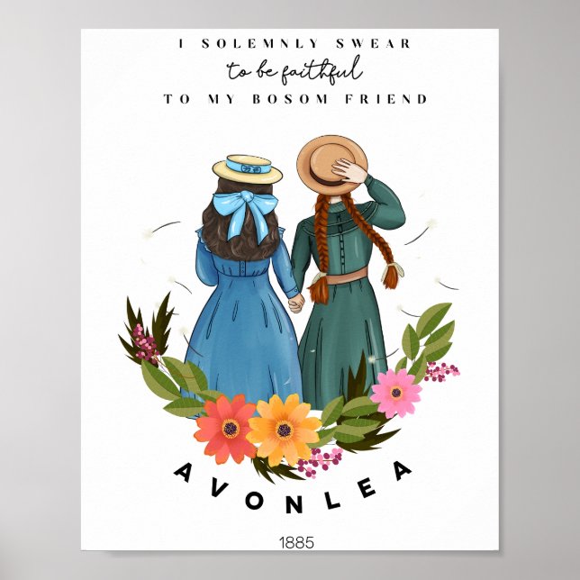 Anne med en E och Diana från Avonlea Grönt Gables Poster (Framsidan)