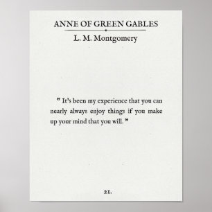 Anne of Grönt Gables - Bok Page Quote - Njut av de Poster