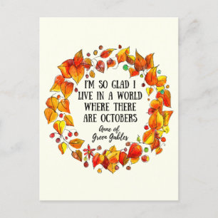 Anne of Grönt Gables oktober Quote Hand-Drawn Vykort